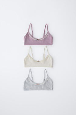 ZARA НАБОР ИЗ ТРЕХ ТОПОВ С КРУЖЕВОМ, РАЗНОЦВЕТНЫЙ