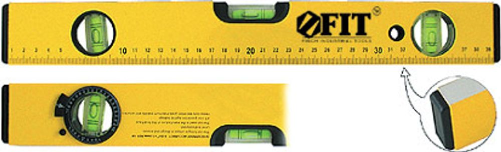 18244 Уровень "Магнит", 3 глазка, желтый усиленный корпус, магниты, шкала, Профи 400 мм