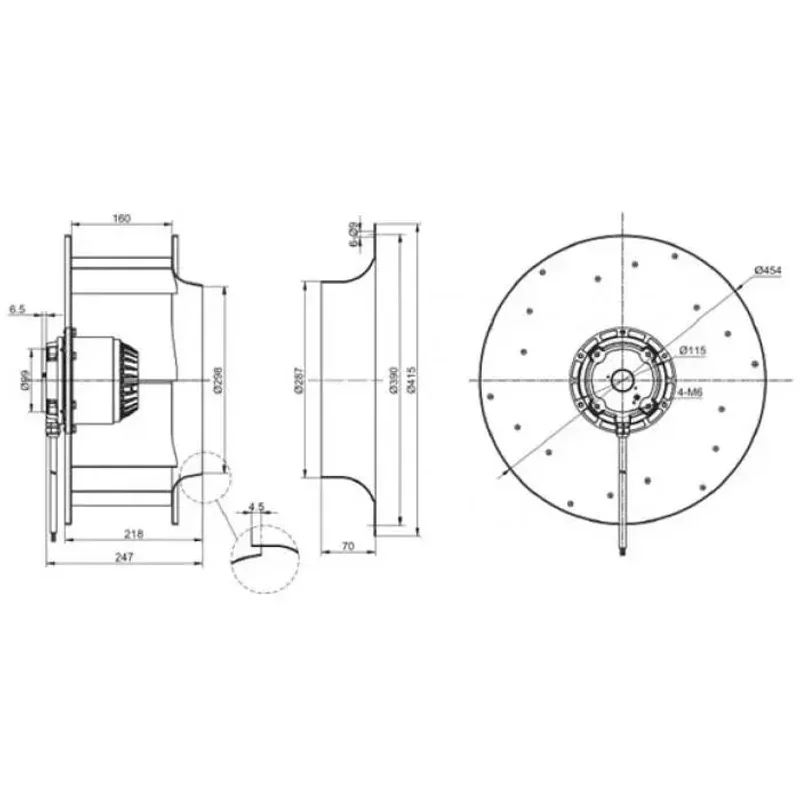 Мотор-колесо MES RO450B-4D-AC0 для крышного вентилятора