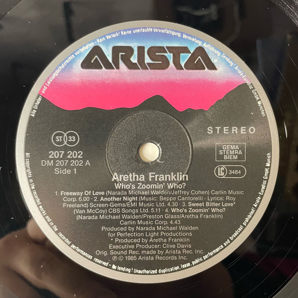 Винтажная виниловая пластинка LP Aretha Franklin Who's Zoomin' Who (Германия 1985) Sisters Are Doin' It For Themselves