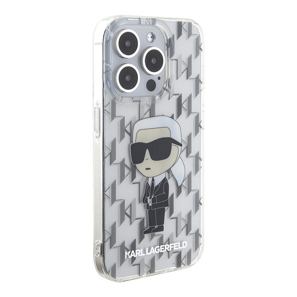 Чехол Karl Lagerfeld PC/TPU Monogram NFT Karl Ikonik для iPhone 15 Pro Hard Transparent (Белый)