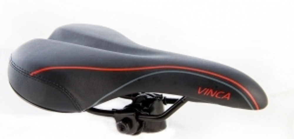 Седло, 260*150мм черное с красным, европодвес Vinca Sport VS 6183 red lines