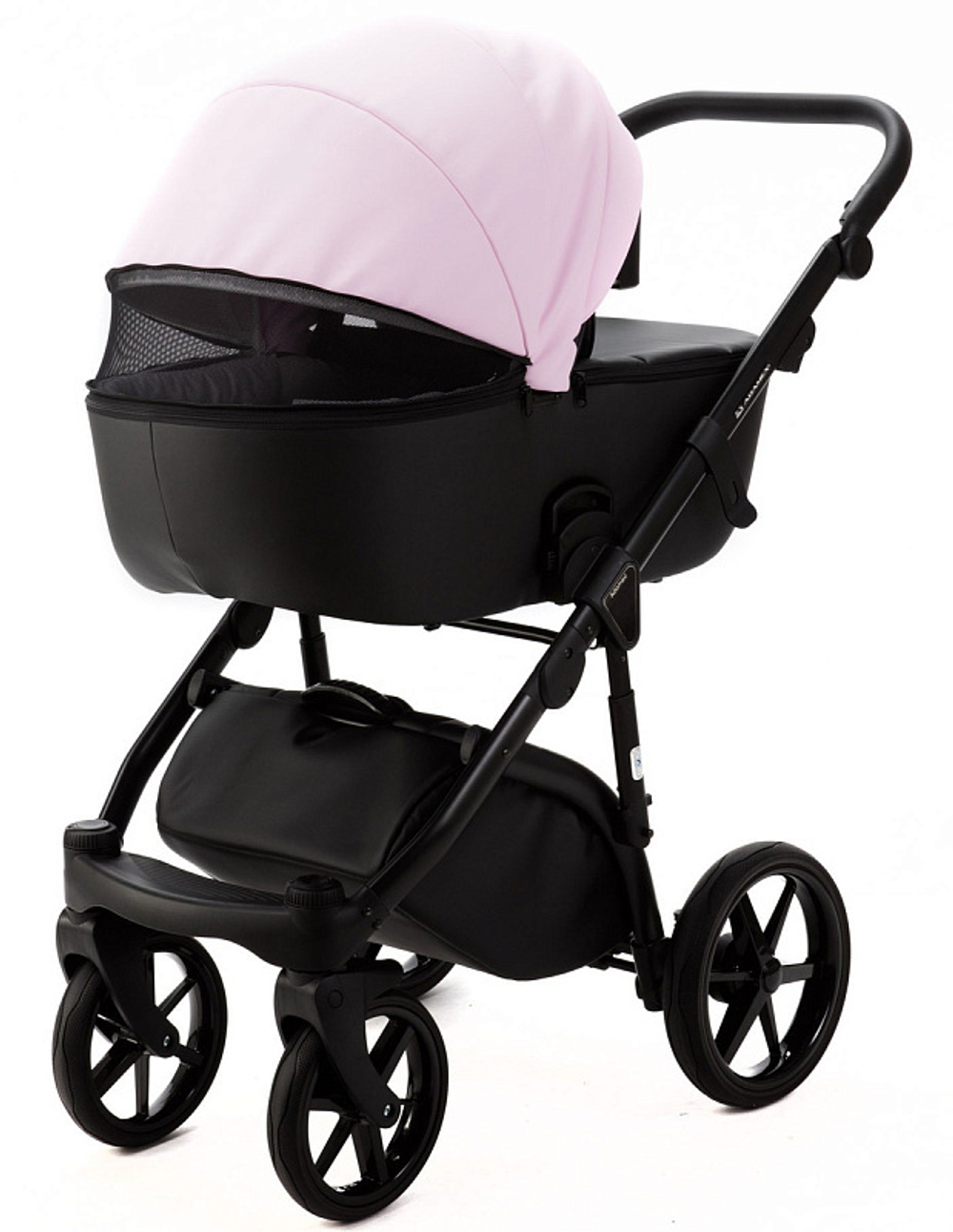 Детская коляска Adamex Nola Deluxe 2 в 1 N-SD101 (РОЗОВ.ЗЕФИР КОЖА + ЧЕРН. КОЖА)