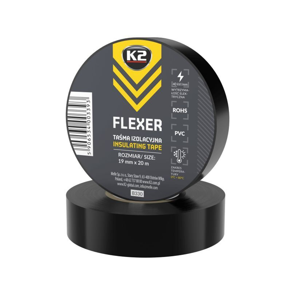 B330 K2 ISOLATING TAPE 19MM*20 Черная клейкая лента