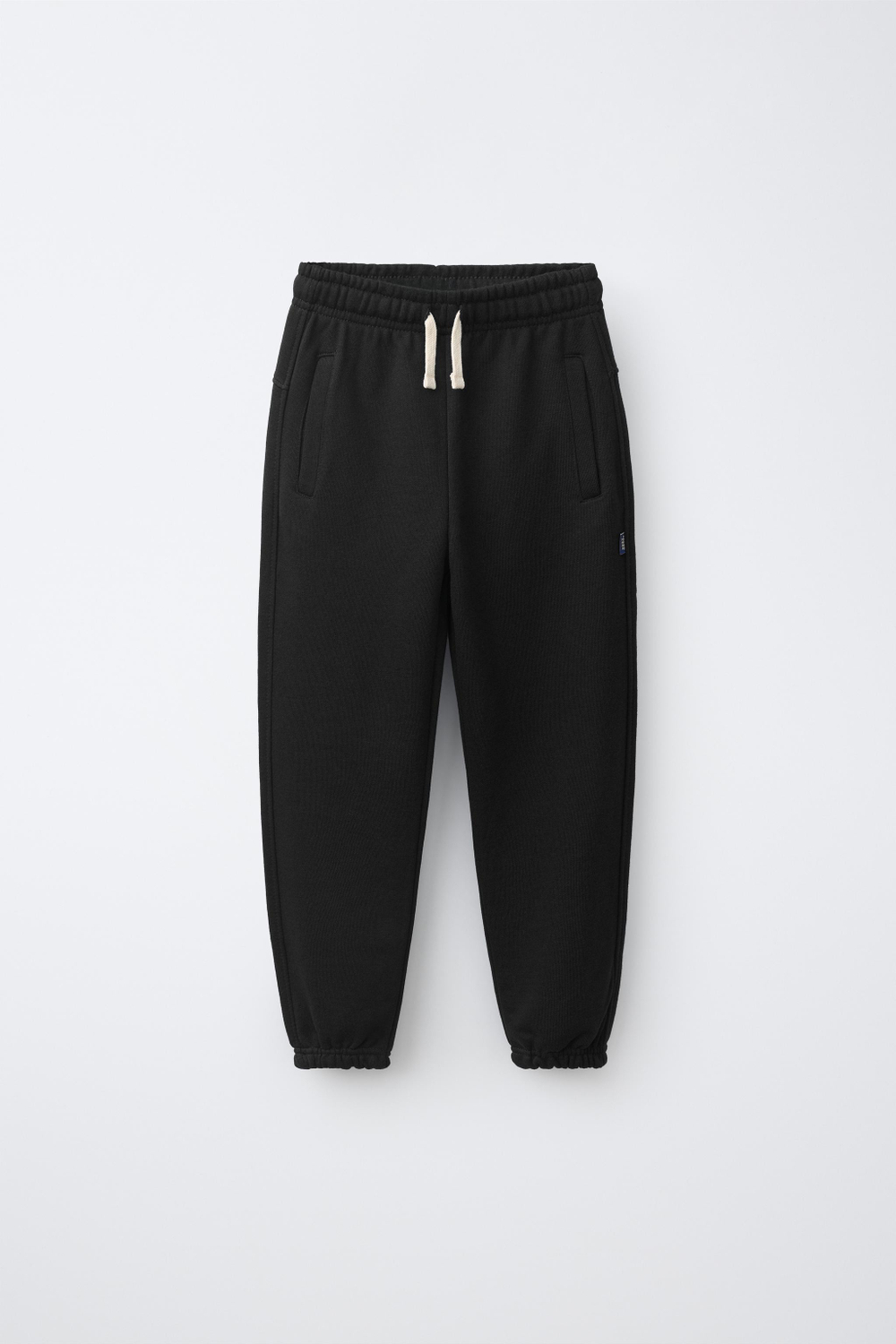 ZARA ОДНОТОННЫЕ БРЮКИ-ДЖОГГЕРЫ С НАШИВКОЙ, ЧЕРНЫЙ