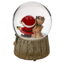 GAEM Фигурка декор в стекл шаре "Гном и Олень" (муз с ключ), D 10 см, L10 W10,5 H14 см