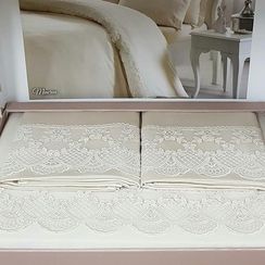 Постельное белье MINERVA бежевый  с кружевом   TIVOLYO HOME Турция