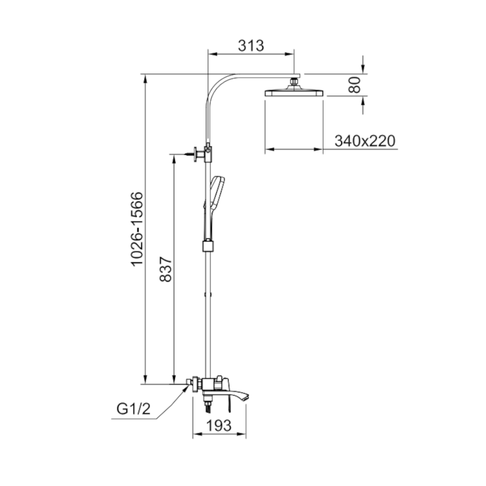Душевая система Raglo R01.24.03, сатин золотой