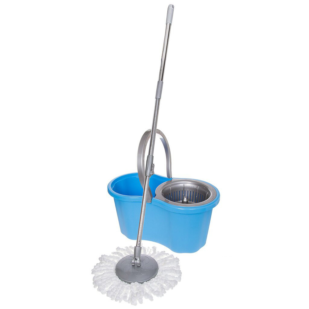 Набор для уборки(ведро с отжимом+швабра с насадкой) лазурный