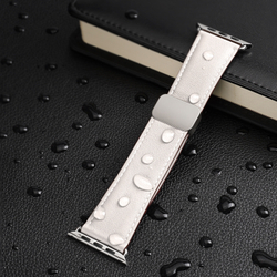 Ремешок из натуральной кожи белого цвета от Dux Ducis для смарт часов Apple Watch 42, 44, 45, 46, 49мм, серия YA Series