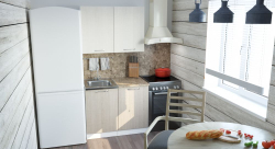 Кухонный гарнитур Ольга мини 1 1000 мм (Латте/Карамель/Белый, Аламбра темная)