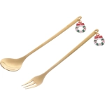 Набор для десерта «Новогодний микс» 2предмета (ложка+вилка) в подарочной коробке, золото
