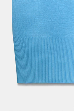 ZARA ТРИКОТАЖНЫЙ ТОП С ПОДПЛЕЧНИКАМИ, СИНИЙ
