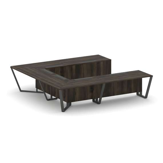 Steel Meet Стол переговорный П-образный KD-PR.B.SP-11P Дуб Мали/Металл Антрацит 3200*3200*750