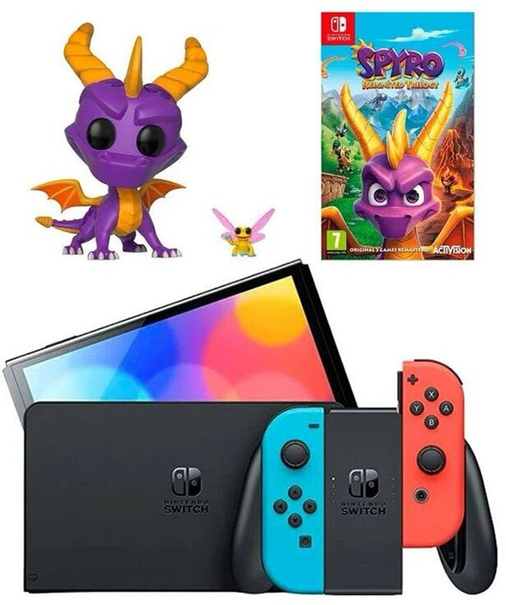 Игровая приставка Nintendo Switch OLED 64 ГБ, без игр, неоновый синий/неоновый красный
