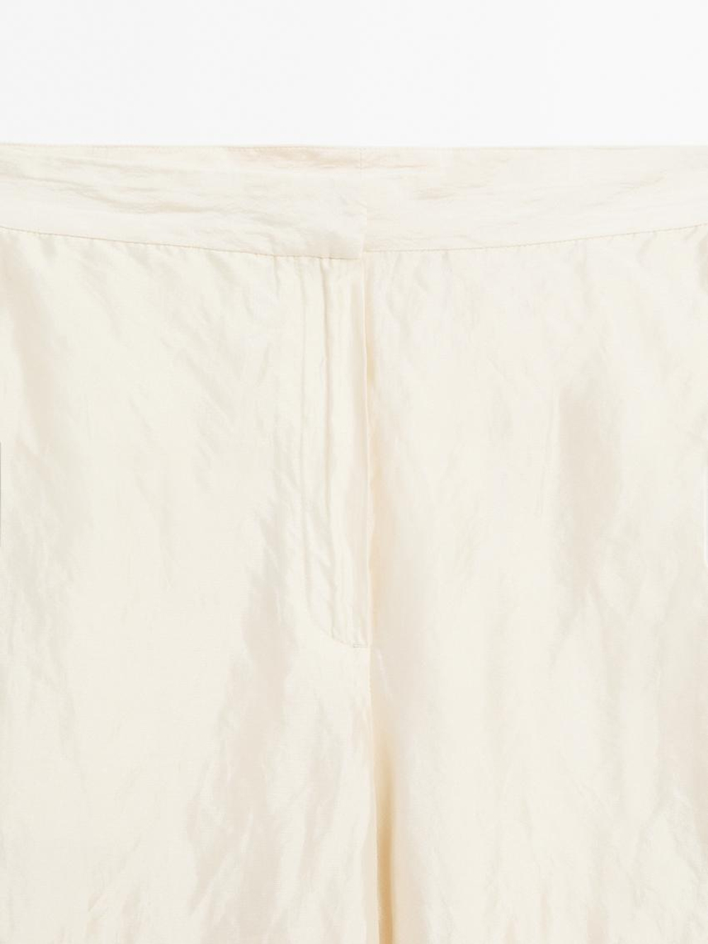 Massimo Dutti Брюки из фактурного атласа с прямыми штанинами - Limited Edition, жемчужно-серый