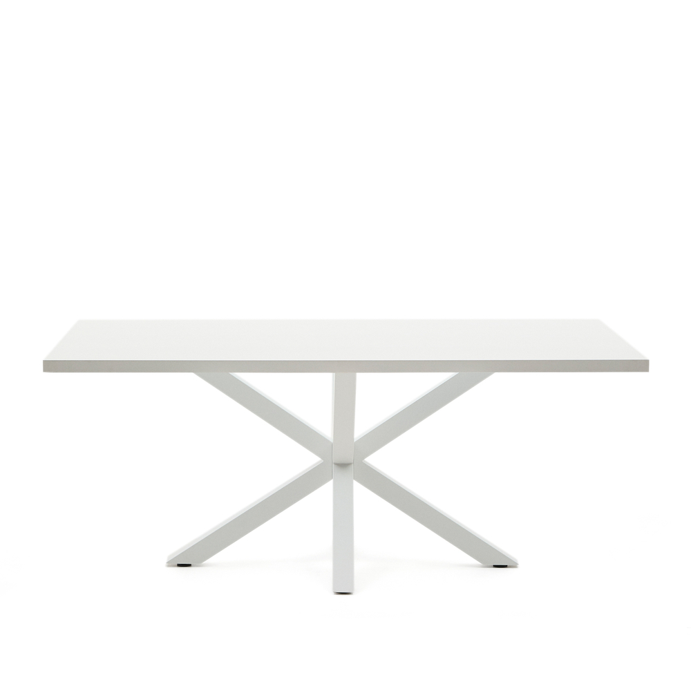 Белый лакированный стол Arya со стальными ножками 200x100