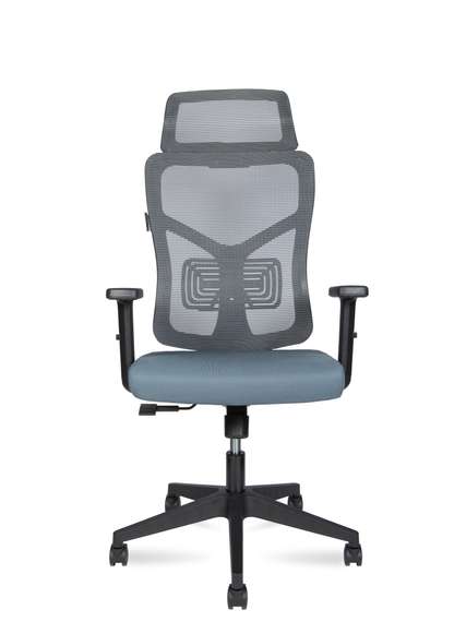 Кресло офисное Норден / Аспер / Asper / черный пластик  /  серая сетка / серая ткань