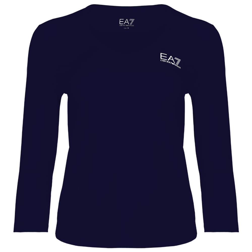 Женская теннисная футболка   EA7 Woman Jersey T-shirt SS23 - navy bule
