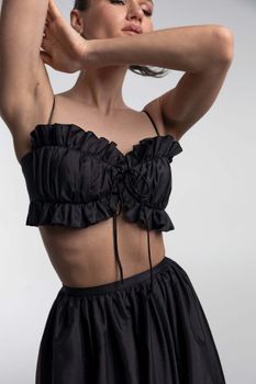 Топ-бюстье драпированный из тафты