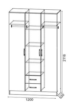 Шкаф трехстворчатый "Ронда" ШКР 1200.1