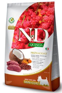 Сухой корм FARMINA N&D Quinoa Adult Mini Skin&coat Venison для взрослых собак мелких пород с олениной и киноа - 0,8 кг