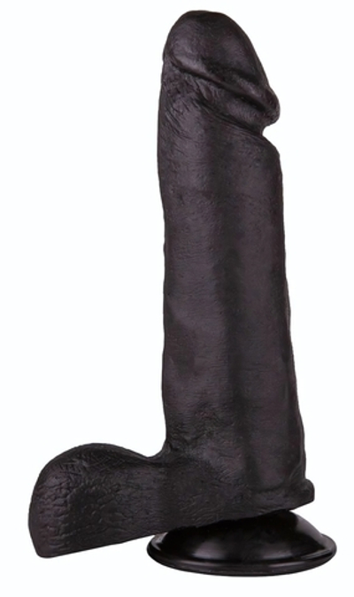 Чёрный дилдо на присоске - 19 см. (Цвет: черный)