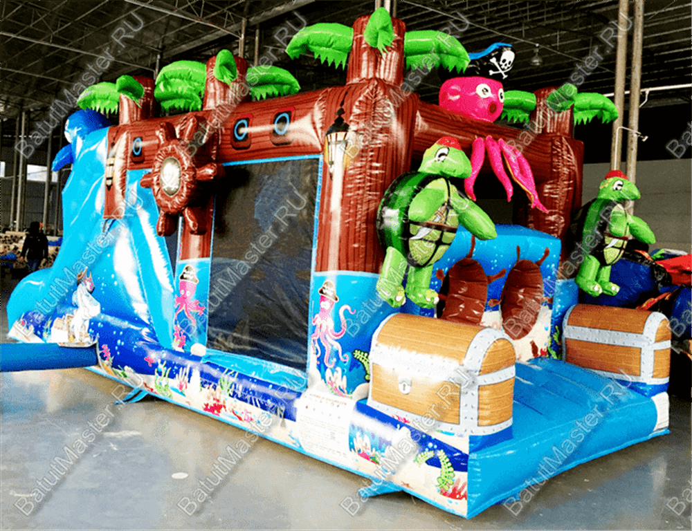 Коммерческий надувной батут "Пират-осьминог"