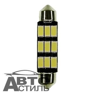 Светодиод 12V T11x36   9SMD 5630 WHITE CAN SJ-5630 3609 (салон) 12T11x36/SJ-5630/3609