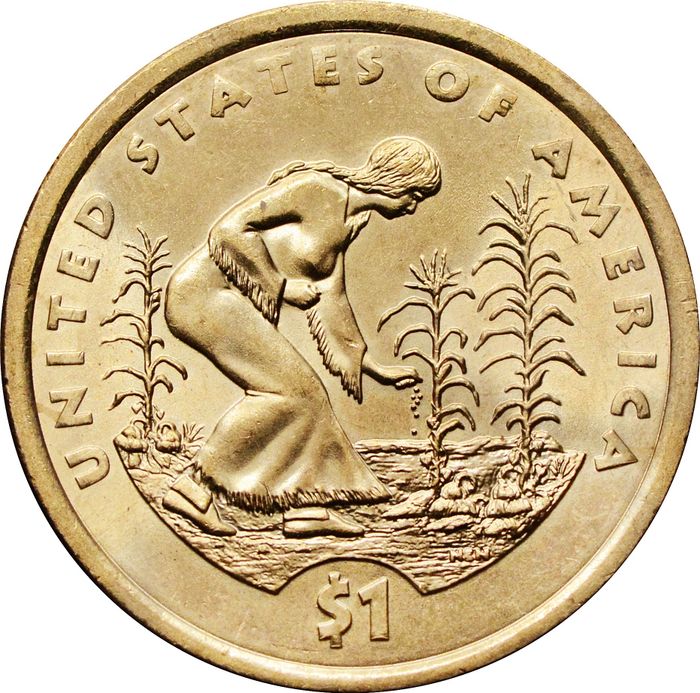 1 доллар (dollar) 2009 D США «Коренные Американцы - Три сестры»
