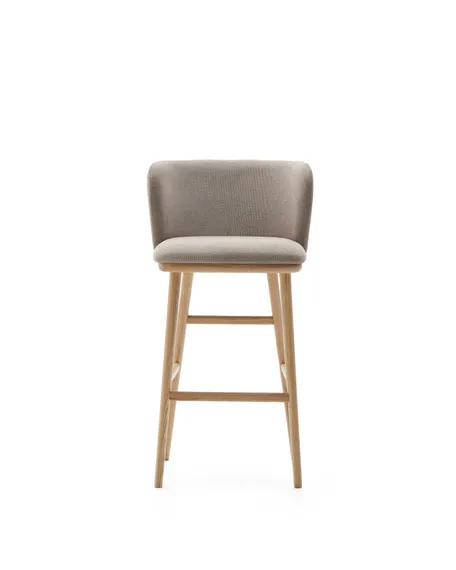 Барный стул Ciselia, коричневый шенилл, каркас из массива ясеня