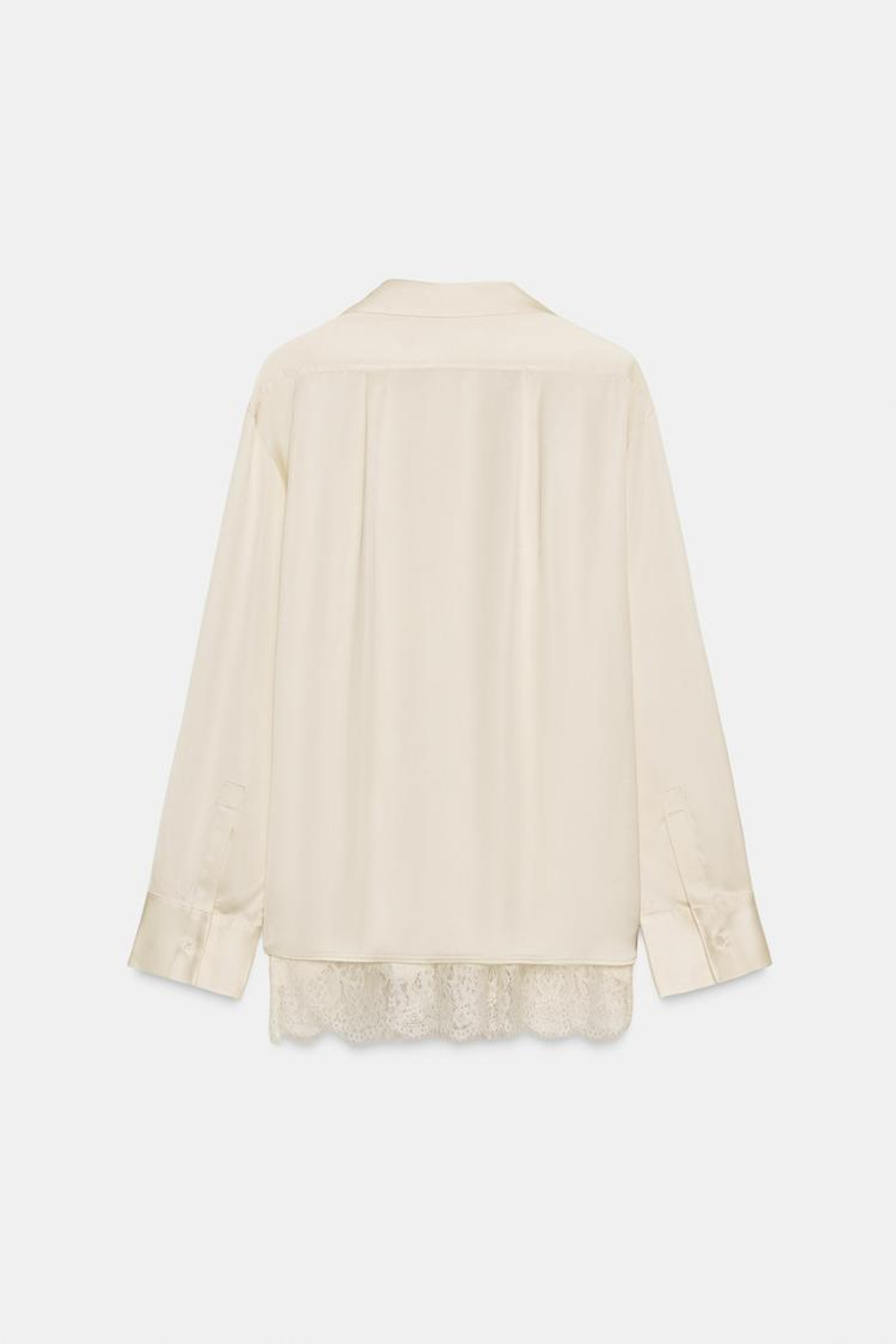 ZARA КОМБИНИРОВАННАЯ АТЛАСНАЯ БЛУЗА ZW COLLECTION, КРЕМОВЫЙ