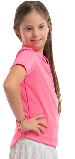 Футболка для девочки теннисная Lucky in Love Girls Tropical Double V Short Sleeve - Розовый