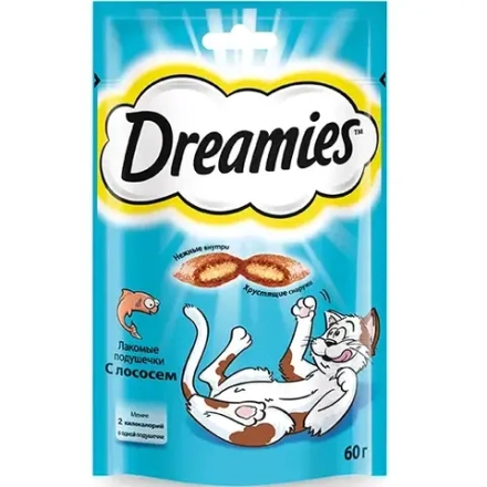 DREAMIES лакомые подушечки для кошек с лососем 0.06кг
