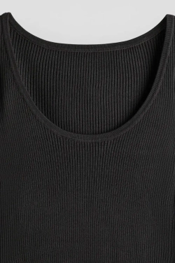 H&M Топ в рубчик с длинными рукавами, угольный