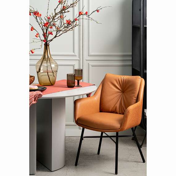 Стул Allar коричневый, экокожа, рогожка