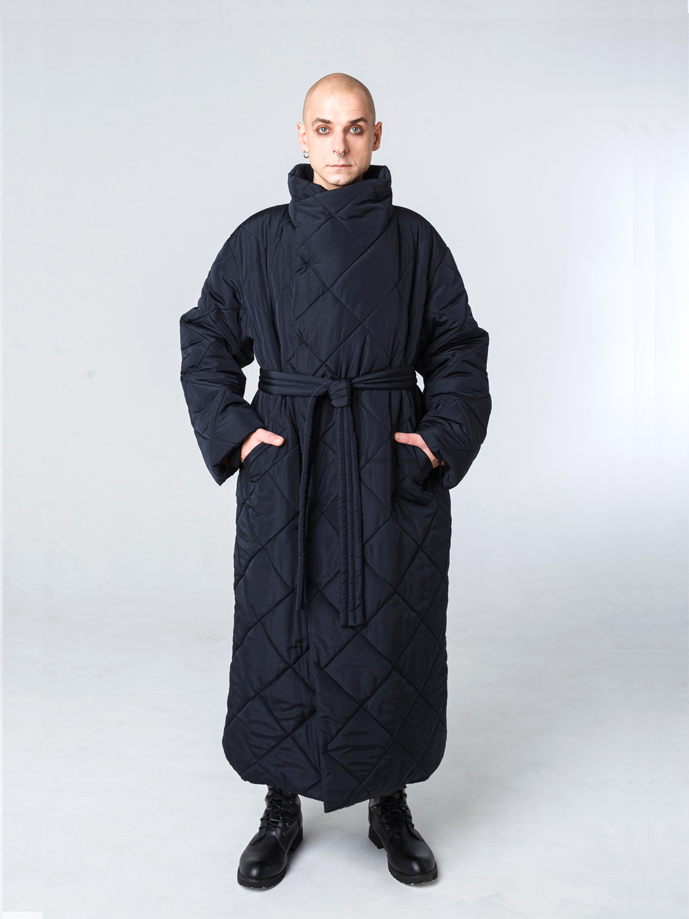 Пальто-одеяло унисекс с воротником "Кутанка". Черное