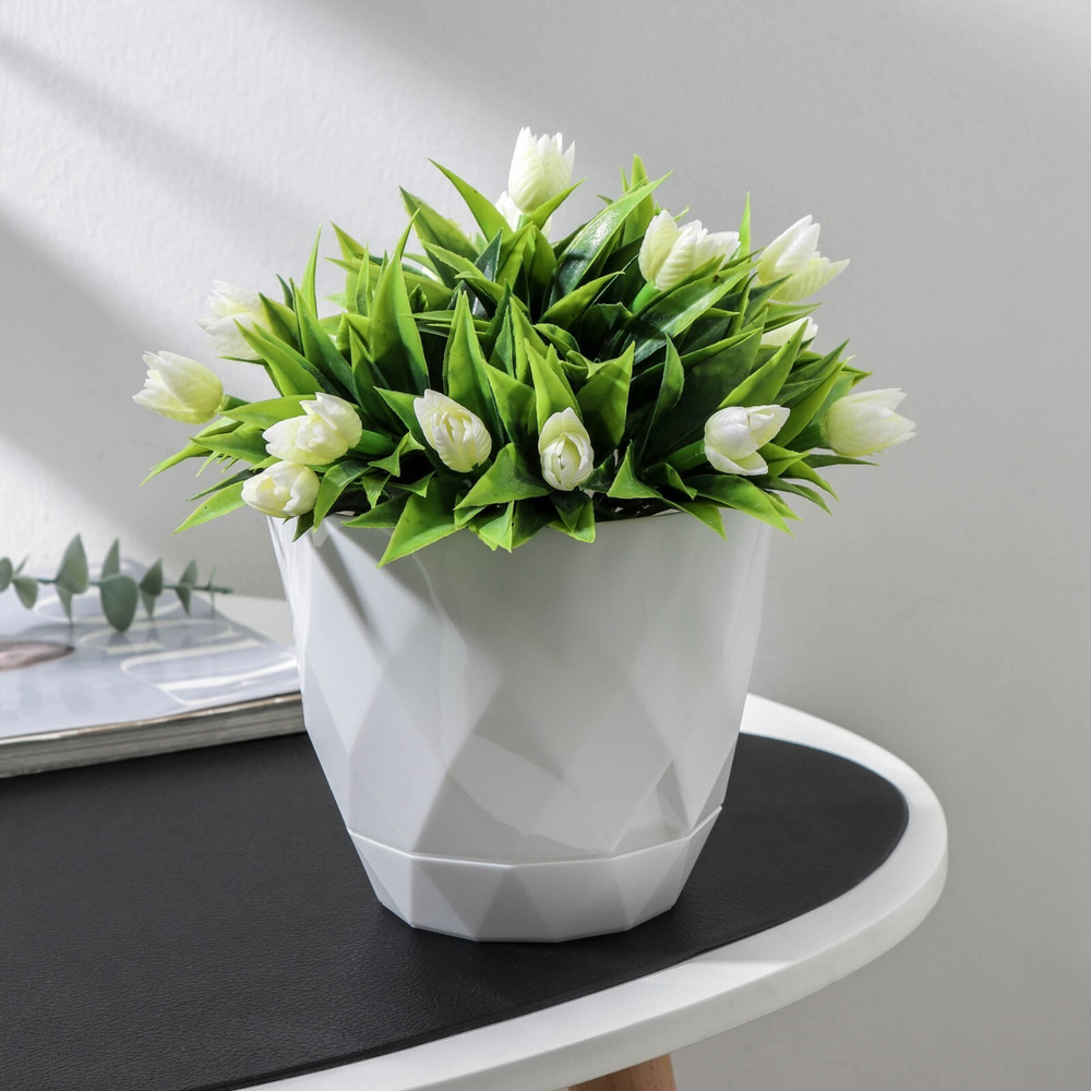 Горшок для цветов Laurel D220мм, 4,5с поддоном(белый) 6110