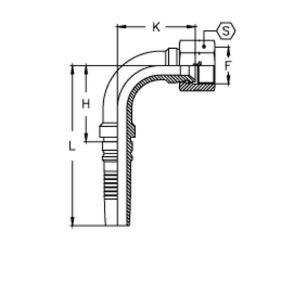Фитинг DN 20 JIC (Г) 1.3/16 (90) Interlock TIEFFE