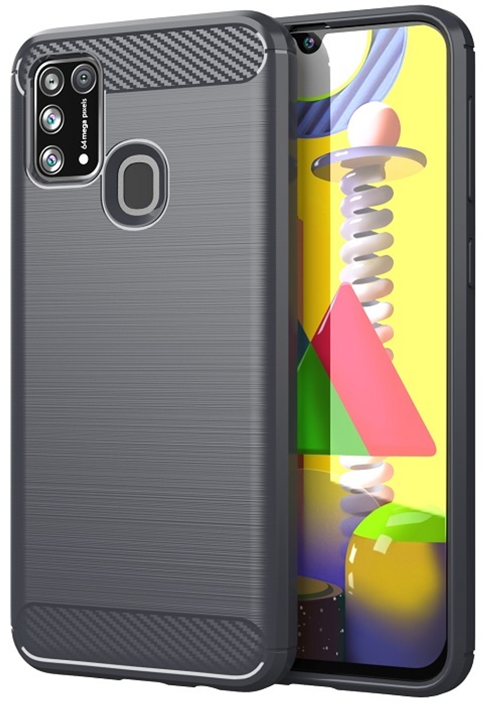 Чехол серого цвета для Samsung Galaxy M31, серии Carbon от Caseport