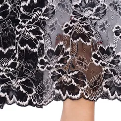Кружево эластичное черное/молочное 21 см, Китай