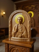 Освященная Икона Пантелеймона Целителя 14х19 см из дуба