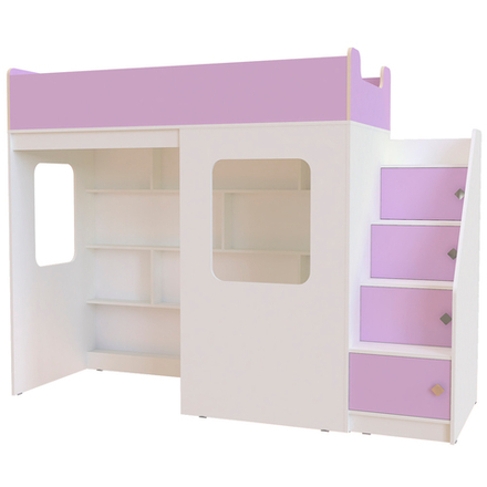 Кровать-чердак КарИВи Л-С604.3 75x175 Белый  Ирис