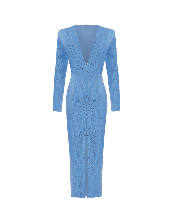 Платье миди из шифона с кристаллами