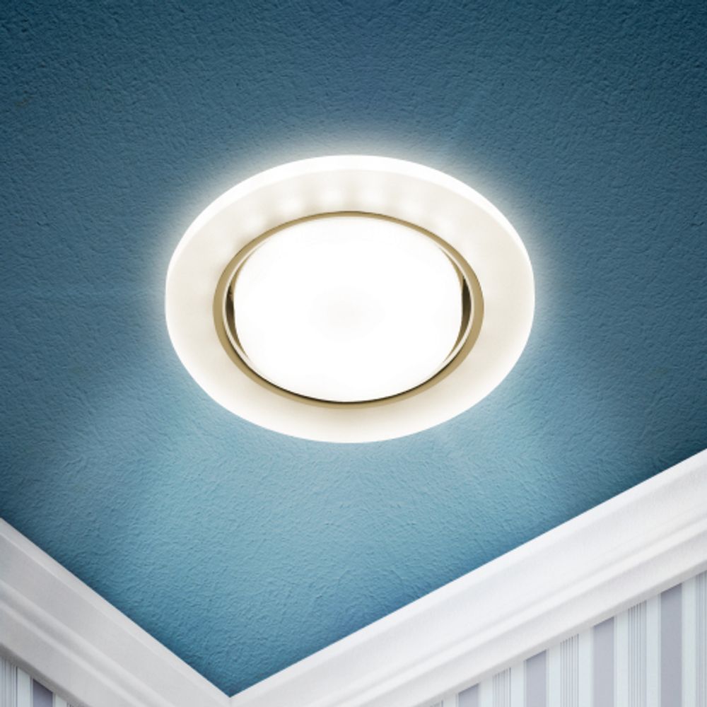 Светильник встраиваемый cо светодиодной подсветкой ЭРА DK LD51 FR под лампу GX53 белый матовый | Встраиваемые LED светильники