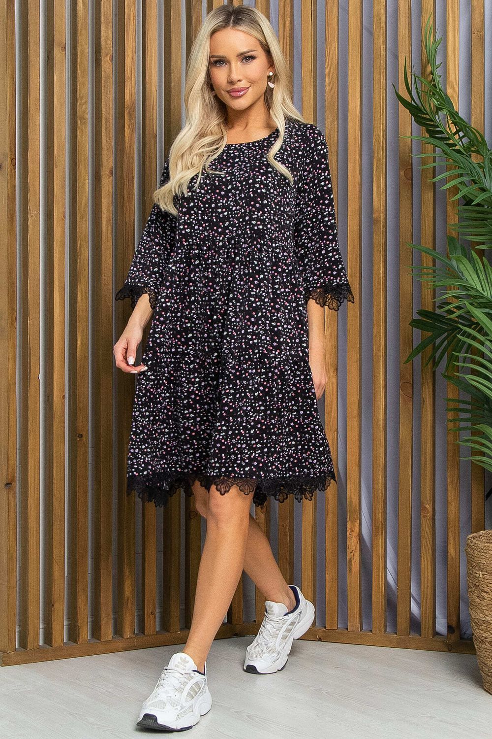 Платье Сибирские кружева (черно-розовое) П13401-18М LT Collection