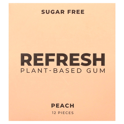 Refresh Gum, растительная жевательная резинка, со вкусом персика, 12 шт.