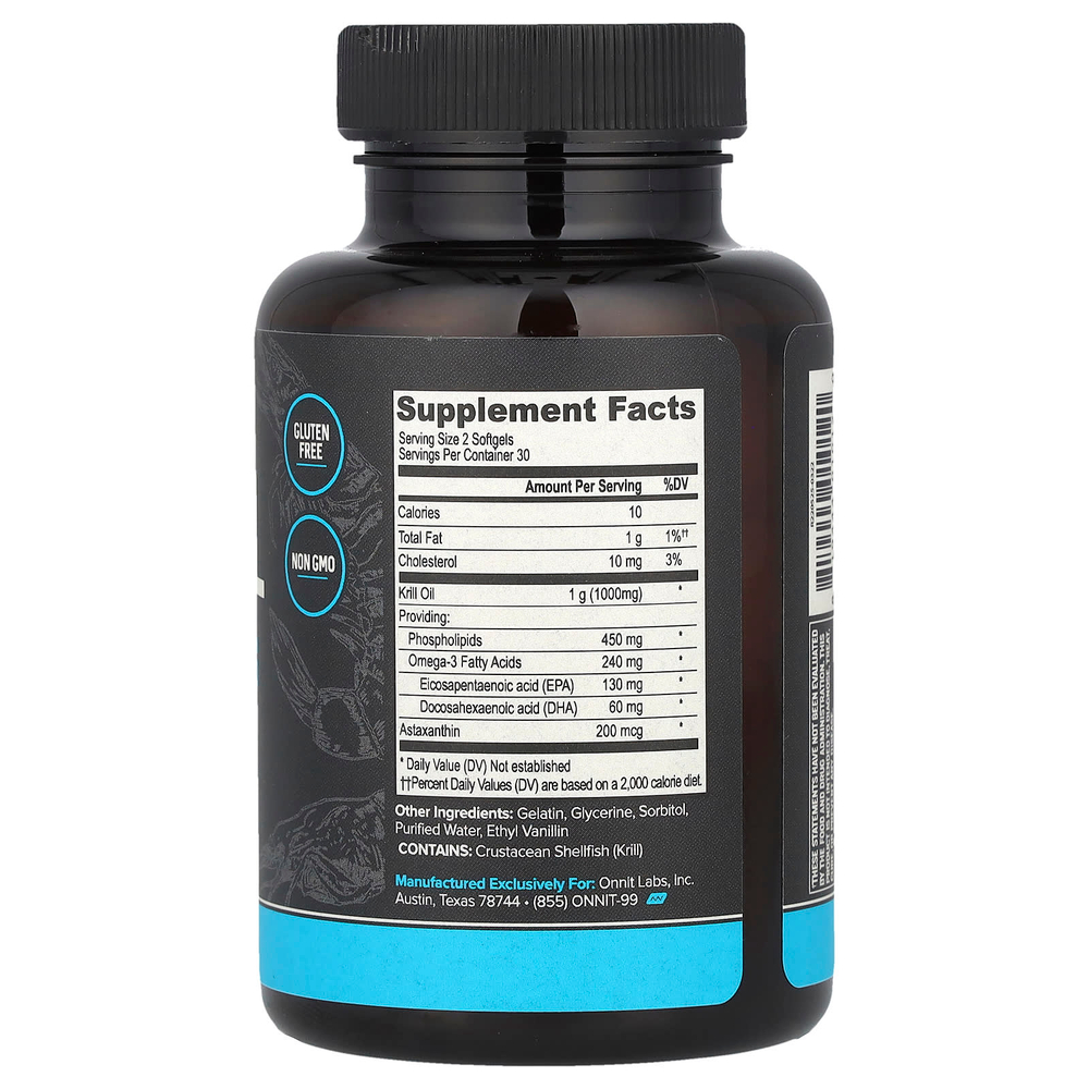 Onnit, масло криля, незаменимые жирные кислоты, 60 мягких капсул