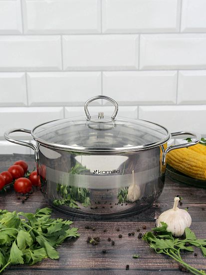 Кастрюля 4 л. из нержавеющей стали Kamille KM 5414 с крышкой