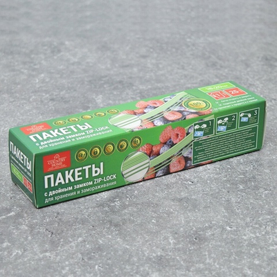 Пакеты для заморозки 1л 25шт Double zip-lock Country Home